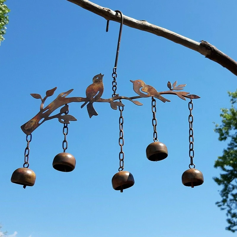 Campane per uccelli Campanelli eolici Campana a vento in metallo da giardino Decorazione per la casa Decorazione della stanza Campanelli eolici Ornamenti da giardino all'aperto