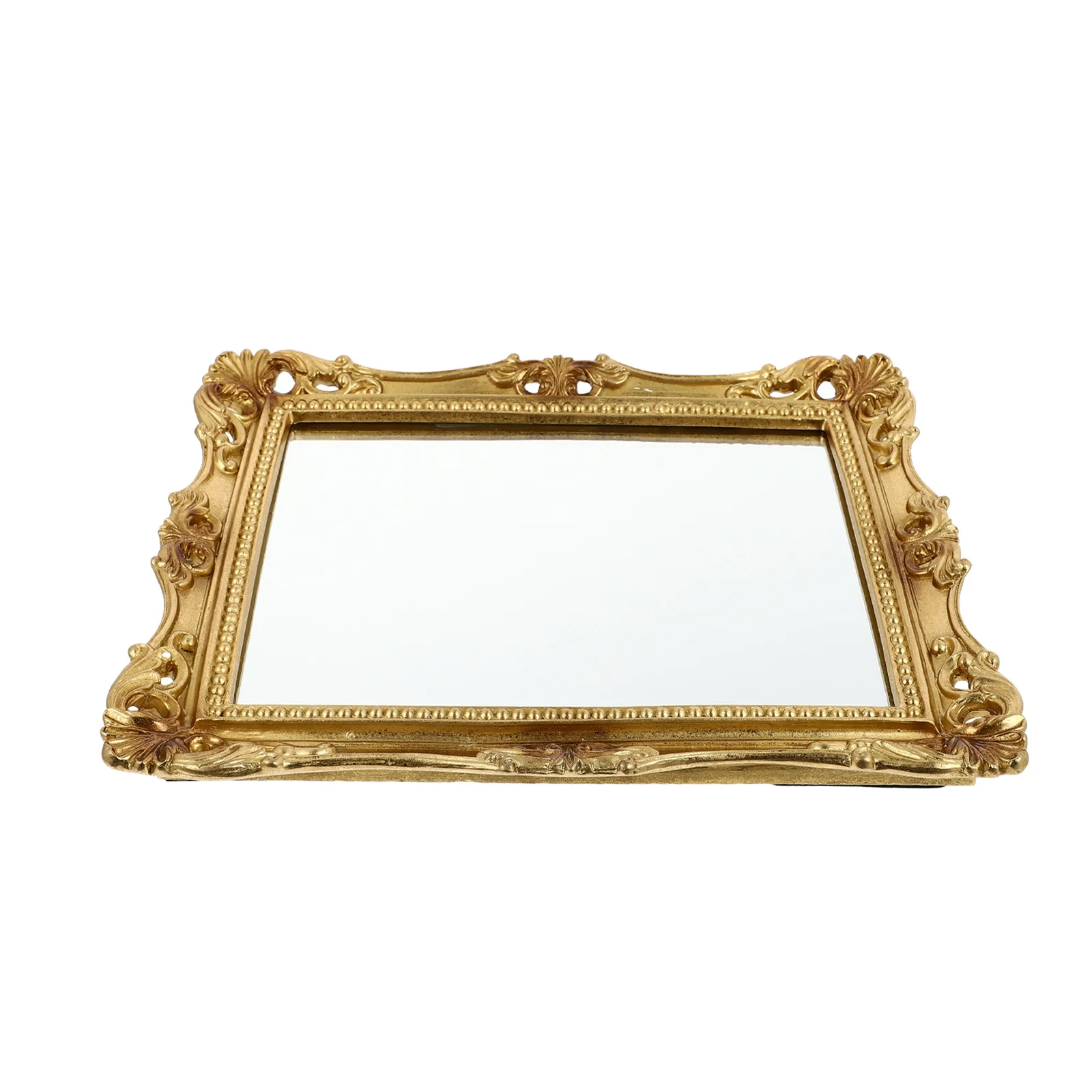 1 stks prachtige spiegel retro stijl gesneden patroon make-up spiegel decoratieve desktop ornament thuis scène