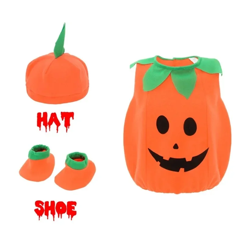 Costume da zucca di Halloween Pagliaccetto per bambini Costume da festa per ragazza ragazzo Cosplay per ragazze Ragazzi Spettacolo teatrale Abbigliamento per feste