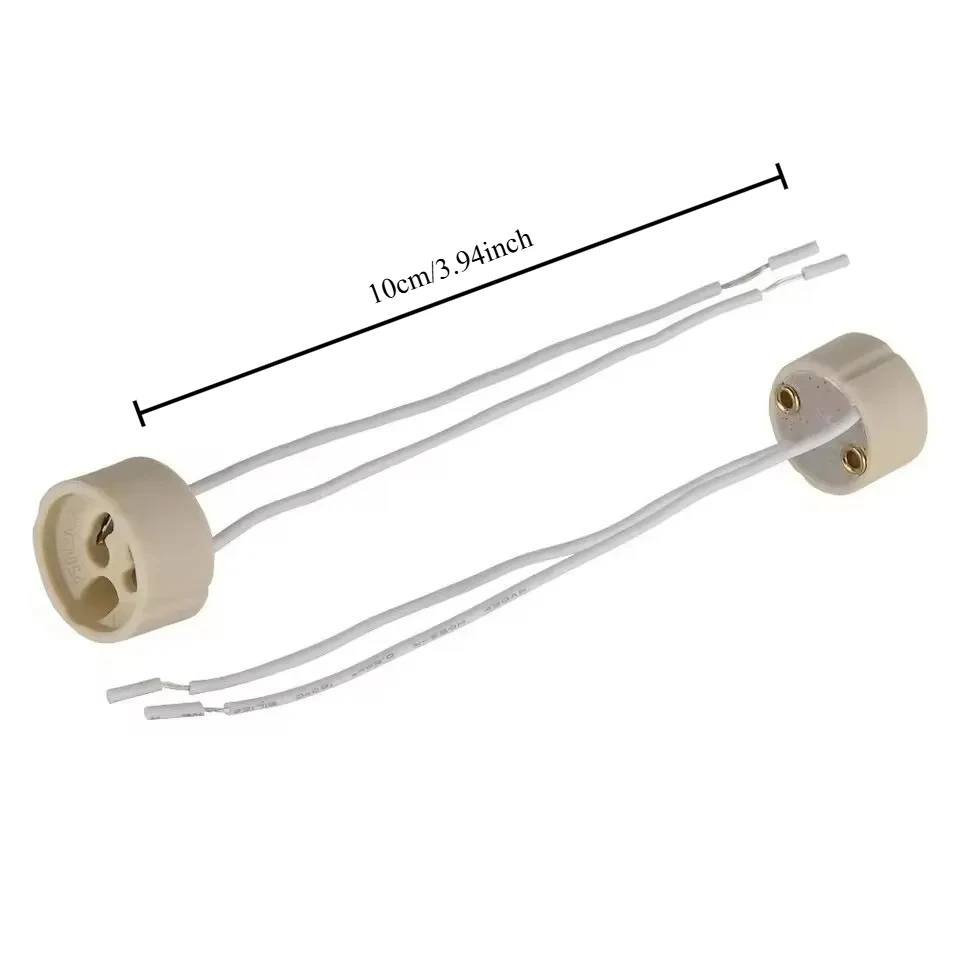 Premium 10 cm mini bi-pin ceramic connector for GU10 lamps – ceramic base holder / plug-in wire terminal