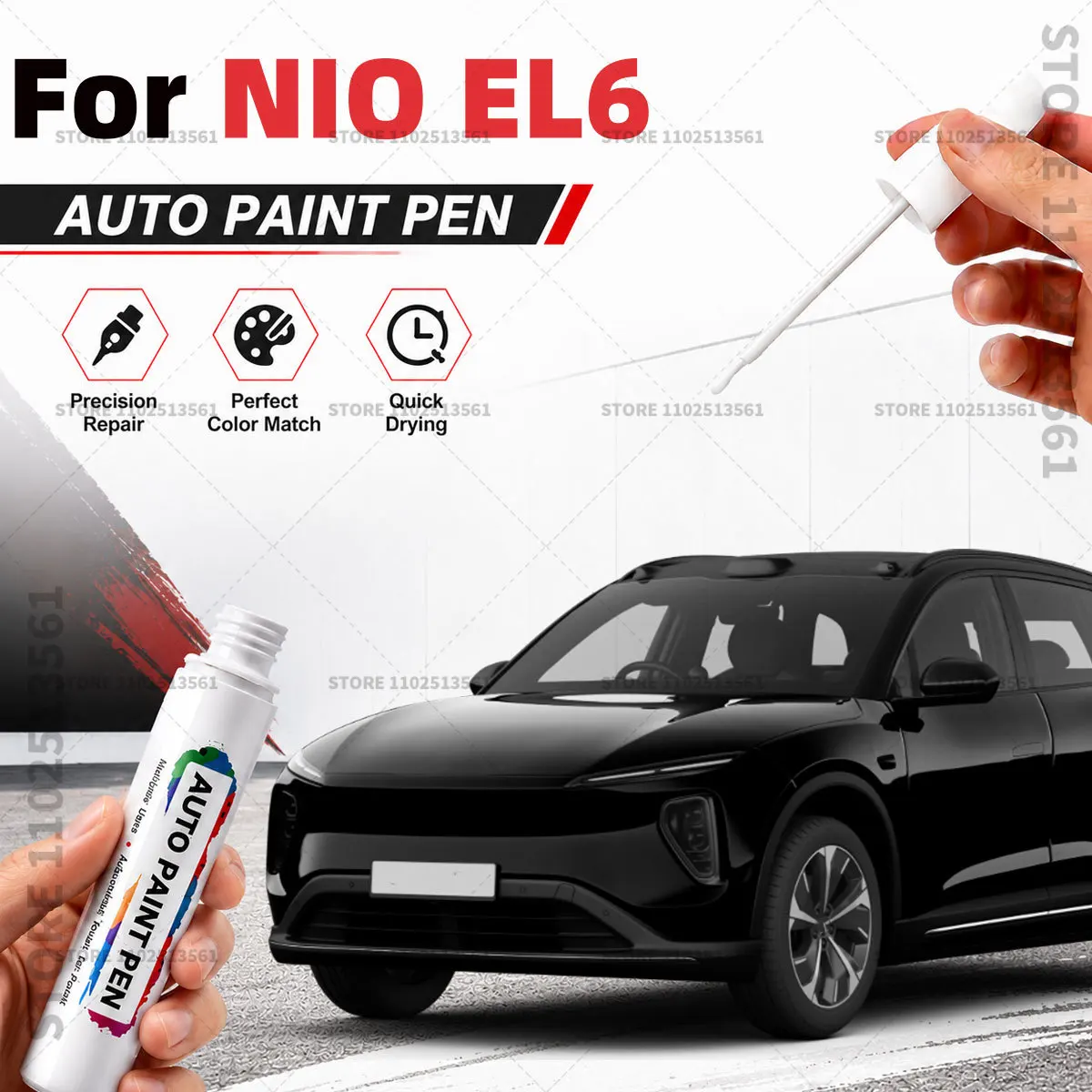 Car Paint Repair Marker Pen Quick Dry Scratch Remover Touch Up Coating Pen For Auto Accessories For 2018-2025 NIO EL6 White Blue