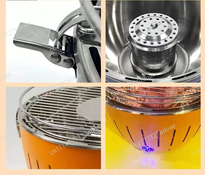 Anti-scalding design with fan, portable indoor smokeless barbecue grill