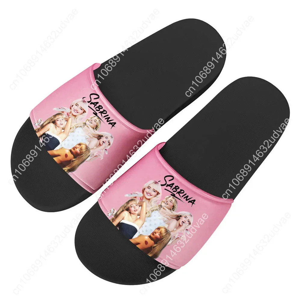 Sabrina Carpenter Slippers Man Woman Boy Girl Tailor Made Slides Sandals Pop Singer Photo Customized Bath Shoes Water Shoe Black