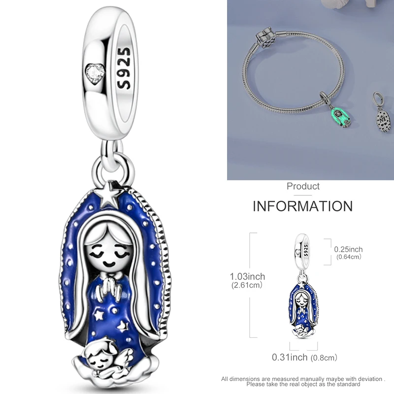 CZ Zirkon Engel-Schutzengel 925 Sterling Silber Goldener Jungfrau-Engel Anhänger Passend für Original Armreif Halskette Armband DIY Schmuck Geschenk – Detail 16