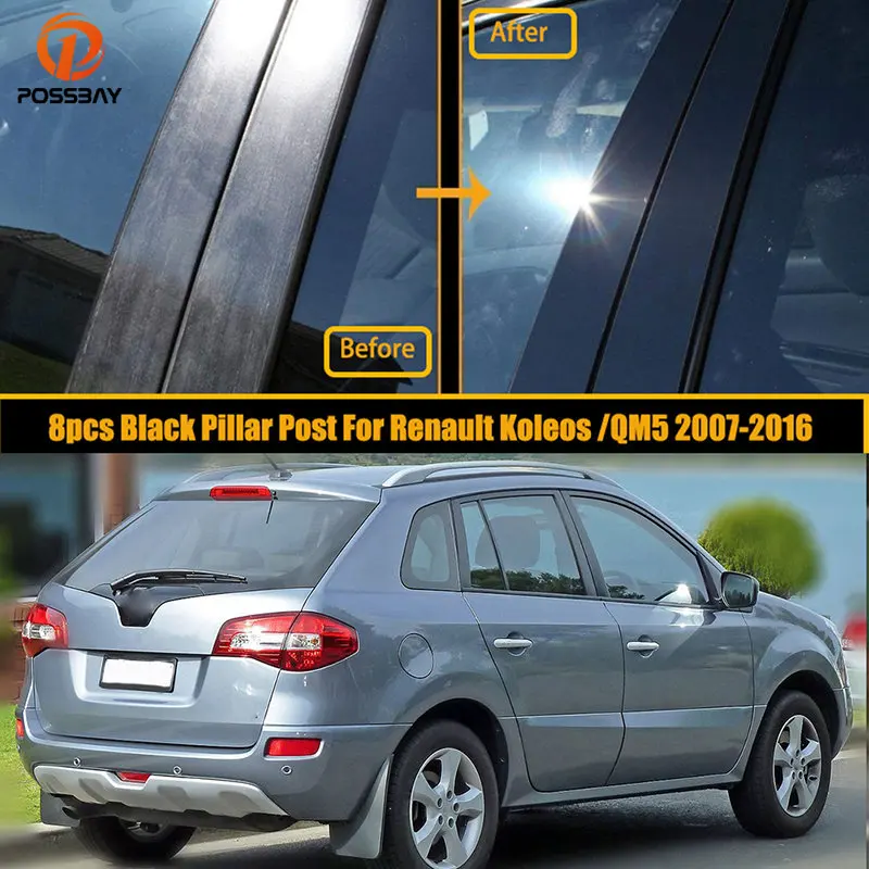 8pcs Car Door Window Column BC Pillar Post Trim Stickers Cover for Renault Koleos/QM5 2007 2008 2009 2010 2011-2016 Accessories