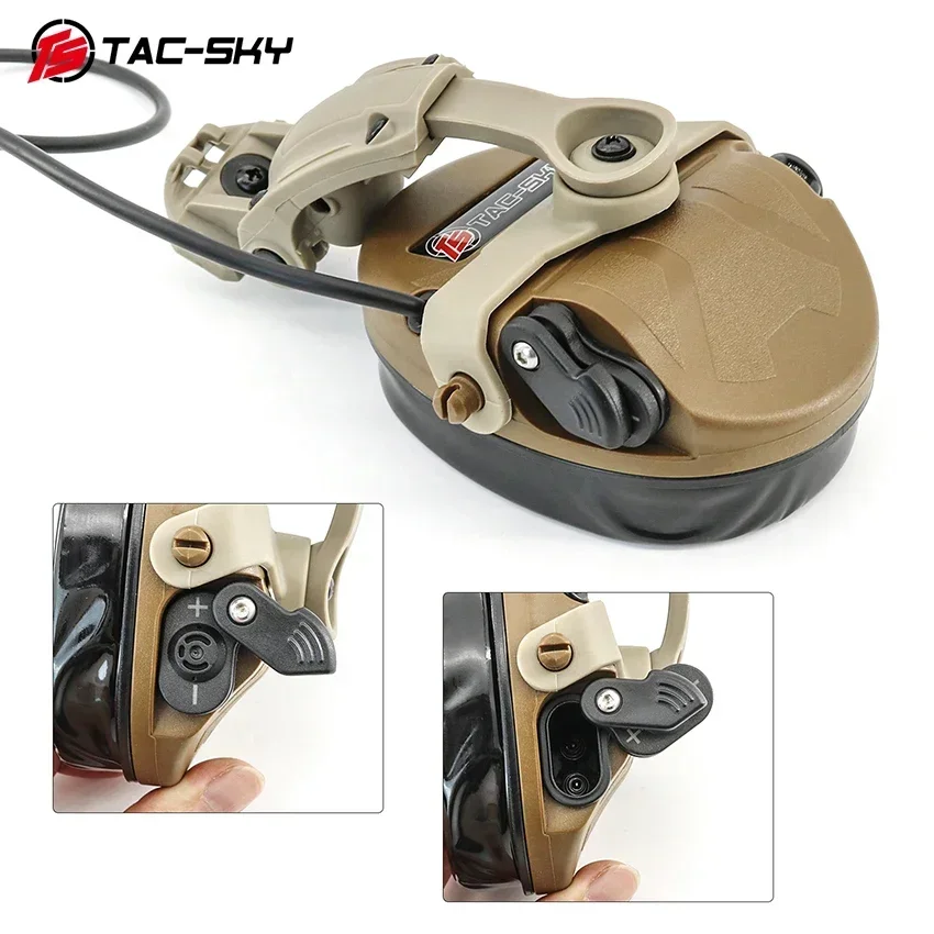 TS TAC-SKY TAC201 ARC OPS-CORE Rail Mount Bracket Headset, Tactical Electronic Hunting Noise Canceling Shooting Silicone Headset