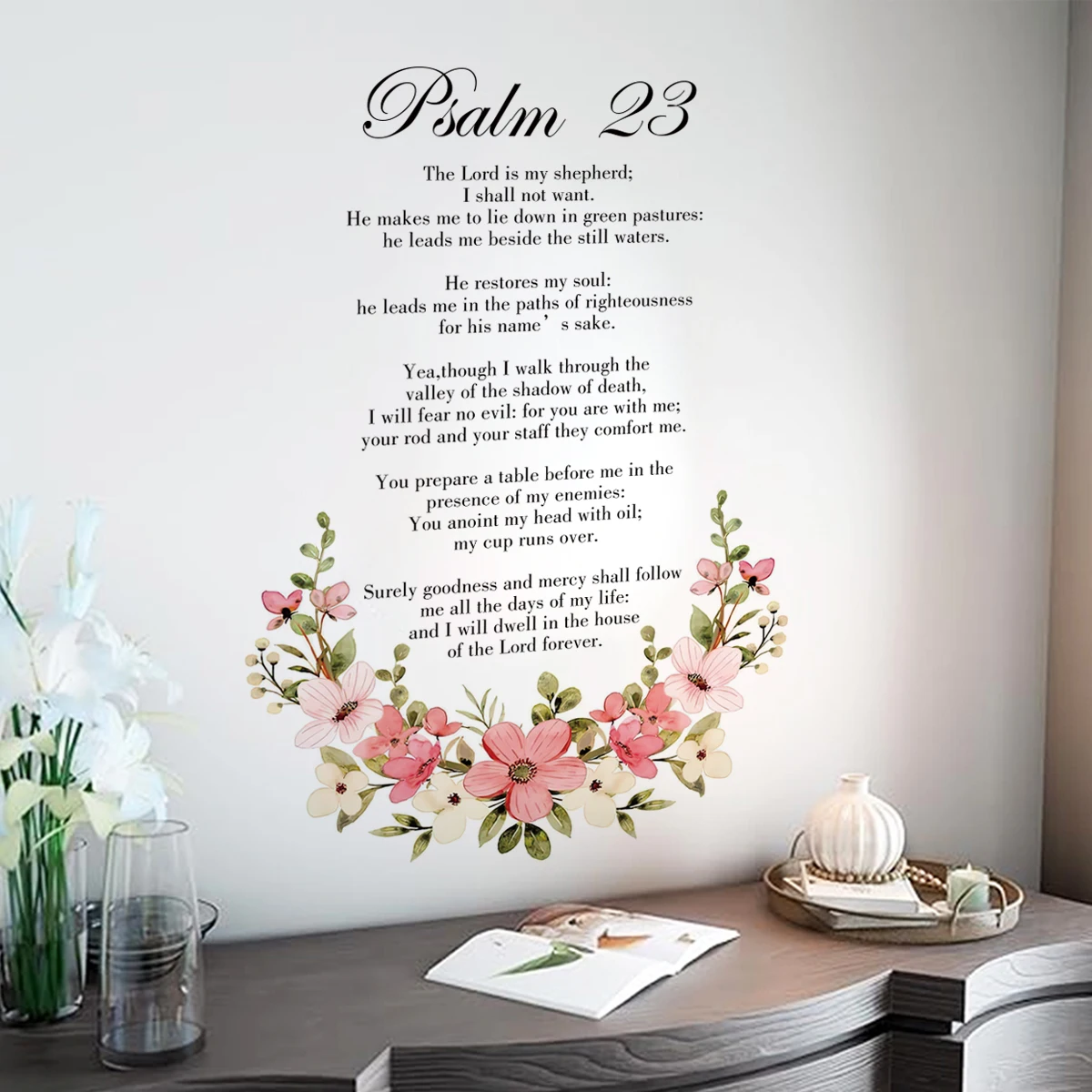 

BIBLE VERSE THE LORD IS MY SHEPHERD PSALM 23 Praise Worship Wall Art PVC Vinyl Decal Bedroom Door Living Ramadan Home Decor