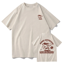 More Espresso Less Depresso T Shirt Men/women Harajuku Vintage Graphic Tshirt Unisex High Quality Tops Retro Cotton Tee Shirts