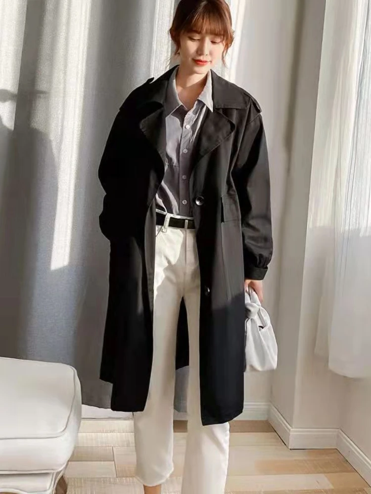 High Quality Pure Cotton Coat Female Spring Korean Loose Trench 2023 Fashion Trend Women Medium Length Trench Coat Female