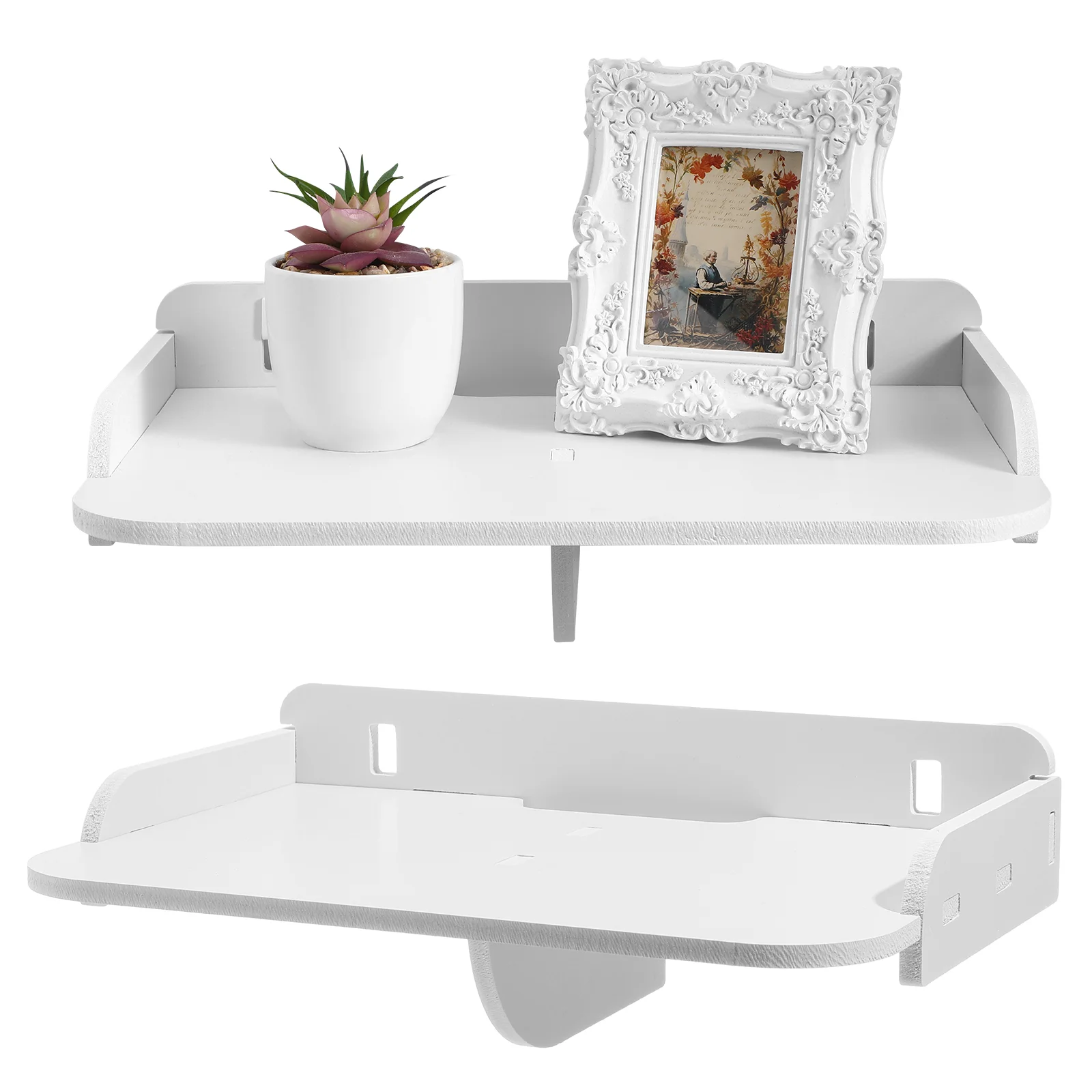 2 Pcs Set Top Box Storage Shelves Bathroom Shelf Organizer for Decor White