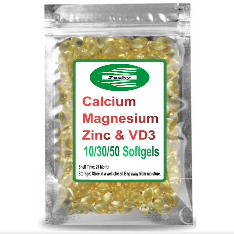 1Pack 120pcs, Calcium Magnesium Zinc Capsule Vitamin D3 Softgel Strong Bones Teeth Heart Nerve Increase Immune System