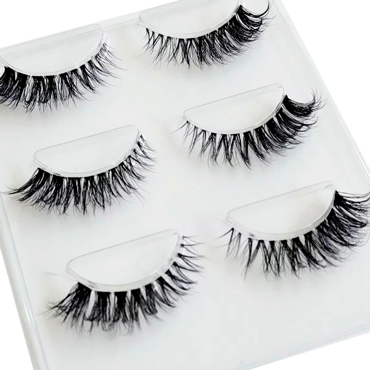 New 3pairs Mink Eyelashes Clear Band EyeLashes Crisscross Transparent Band False Eyelashes Handmade Dramatic Lashes Upper Lash