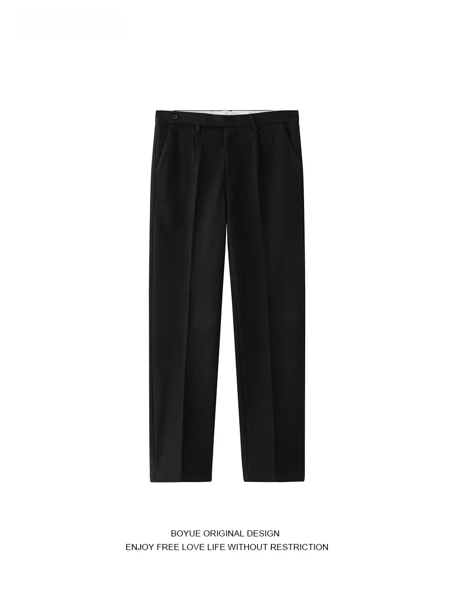 

Boyue Men's Woolen Suit Pants Ele Workwear Straight Leg Long Trousers Slim Fit Drapey High-End Feeling Maturi Sle