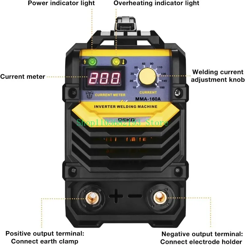 110/220V MMA Welder 160A ARC Welder Machine IGBT Digital Display LCD Hot Start Welder with Electrode Holder Work Clamp