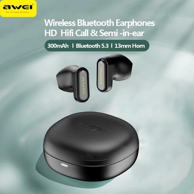 Awei TWS Earbuds T76 Wireless Bluetooth earphones With Mic 300mAh Long  Battery Sports Headset Gamer HD Call Bluetooth Headphones - AliExpress