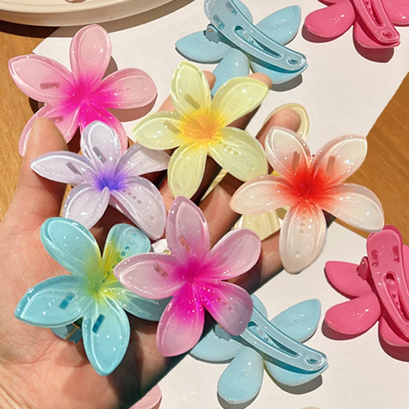 Fashion Beach Vacation Bohemia Egg Flower Hair Claw Hair Clips Gradient Flower Large Hair Claw Hairpin Women Girls Accessories