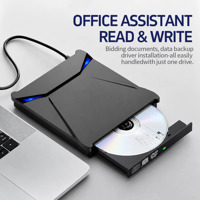 Ultra-Slim 7 in 1 USB 3.0 External CD DVD RW Drive Portable Burner Writer For Laptop Compatible with Desktop Windows 10/8/7