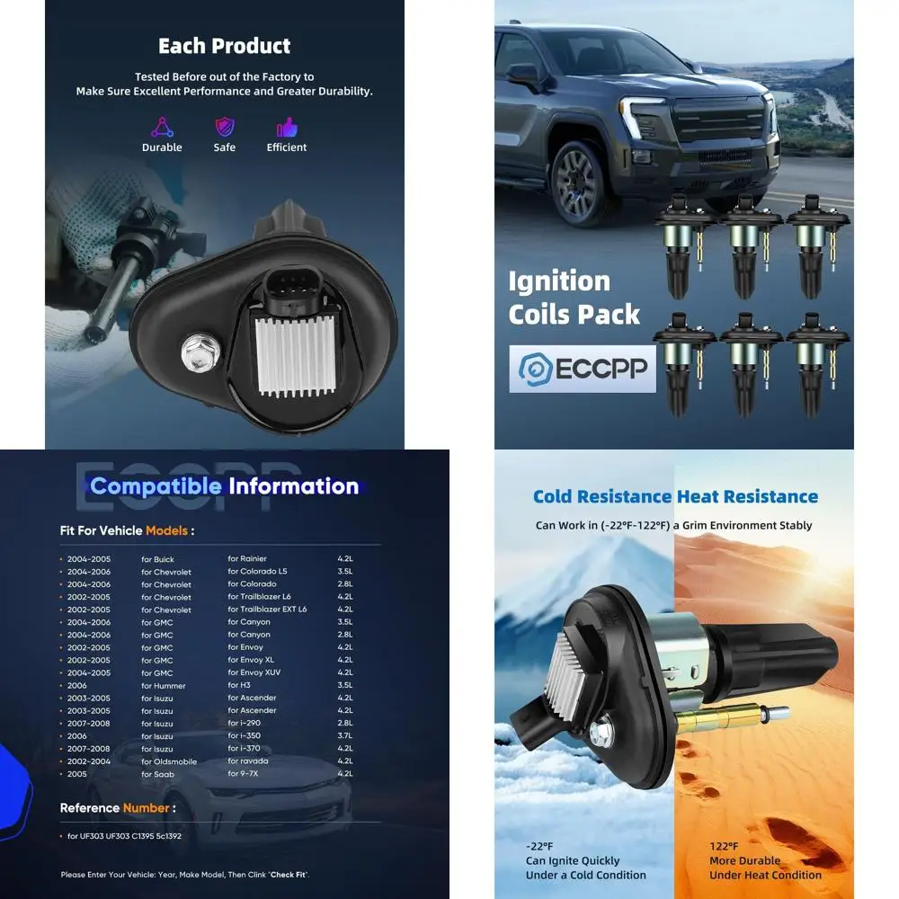 

Набор из 6 катушек зажигания для GMC Chevrolet Buick Isuzu Saab Trailblazer Envoy Rainer Colorado Canyon Envoy Hummer H3 OE Numb