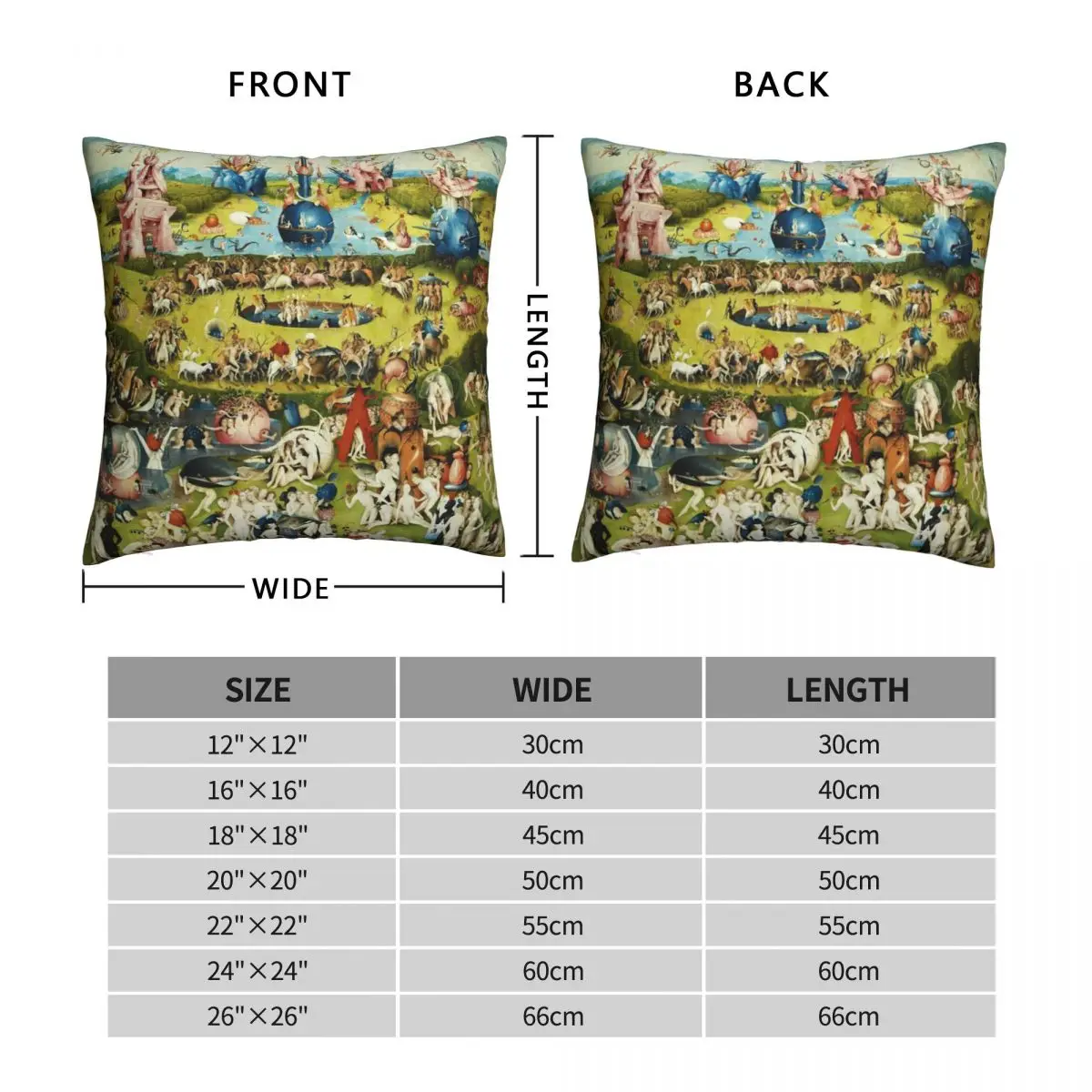 Garden Of Earthly Delights Paradise Square Pillowcase Polyester Linen Velvet Zip Decor Throw Pillow Case Sofa Cushion Cover