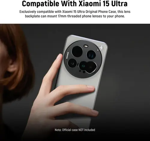 Imagen 2 del producto Placa trasera de lente NEEWER para Xiaomi 15 Ultra, soporte adaptador de lente de teléfono con rosca de aleación de aluminio de 17mm para cámaras principales y teleobjetivo