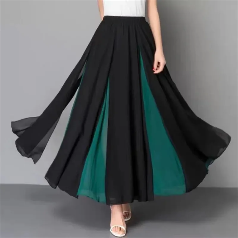 Gonna lunga elegante da donna Jupe pastello in chiffon plissettato Saias vintage Solid Faldas Maxi Beach School Gonne di alta qualità