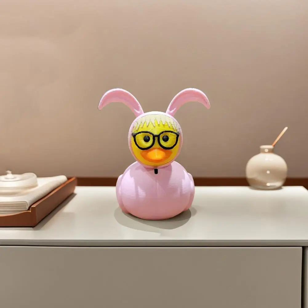 

Easter Bunny Duck Ornament Duckling Figurine with Rabbit Ears Tabletop Rabbit Duck Statue for Office Desk Home Shelf Decoration