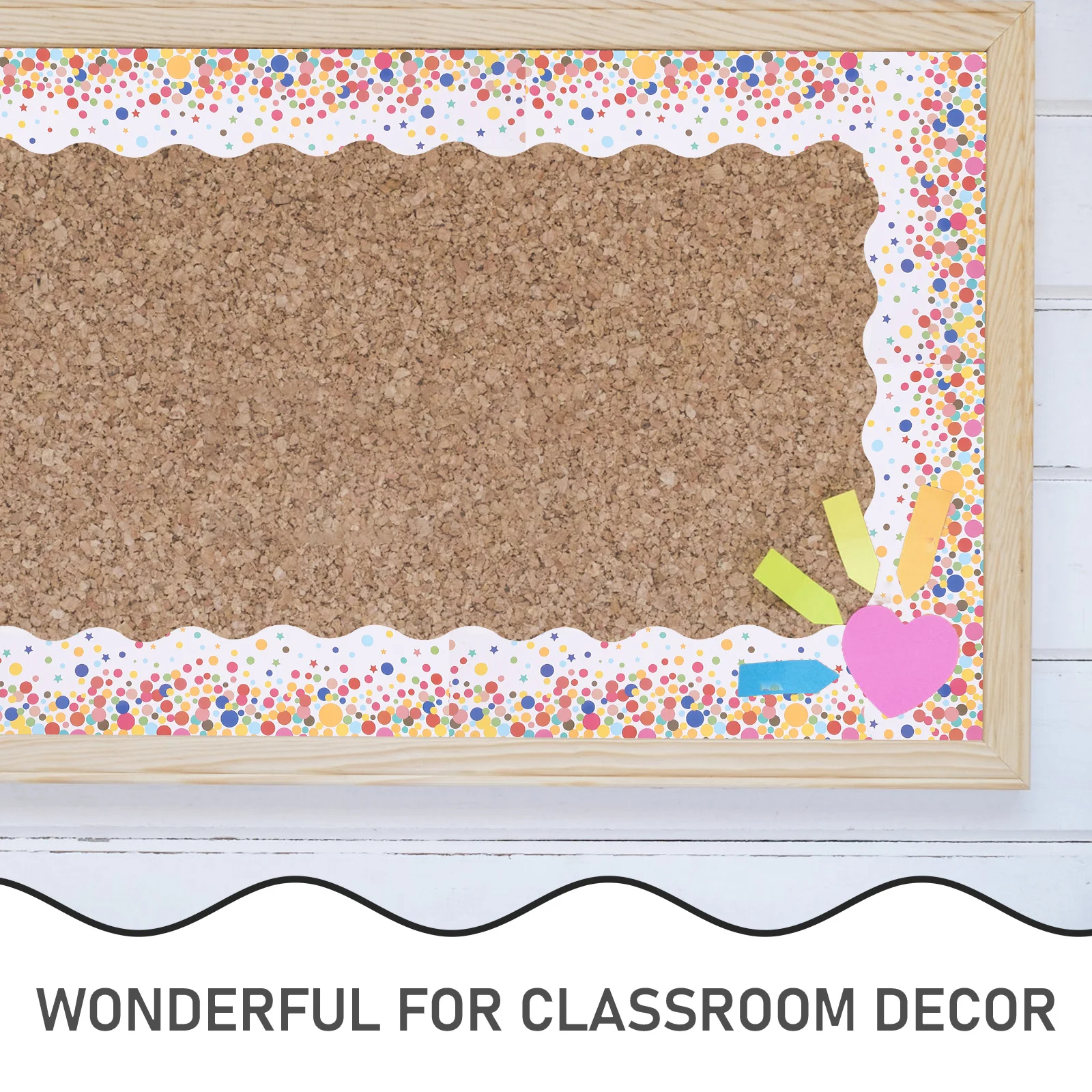 

Confetti Border Wave Sticker Trim Colorful Dots Bulletin Board Borders Copper Plate Stickers Removable