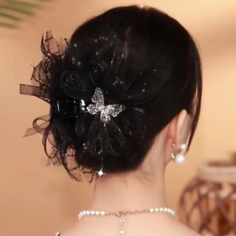 Exquisite Women Butterfly Sequins Mesh Hair Clip Female Hairpins Curling Elegant Hair Accessories Ladies New Headwear Headdress - Image 2