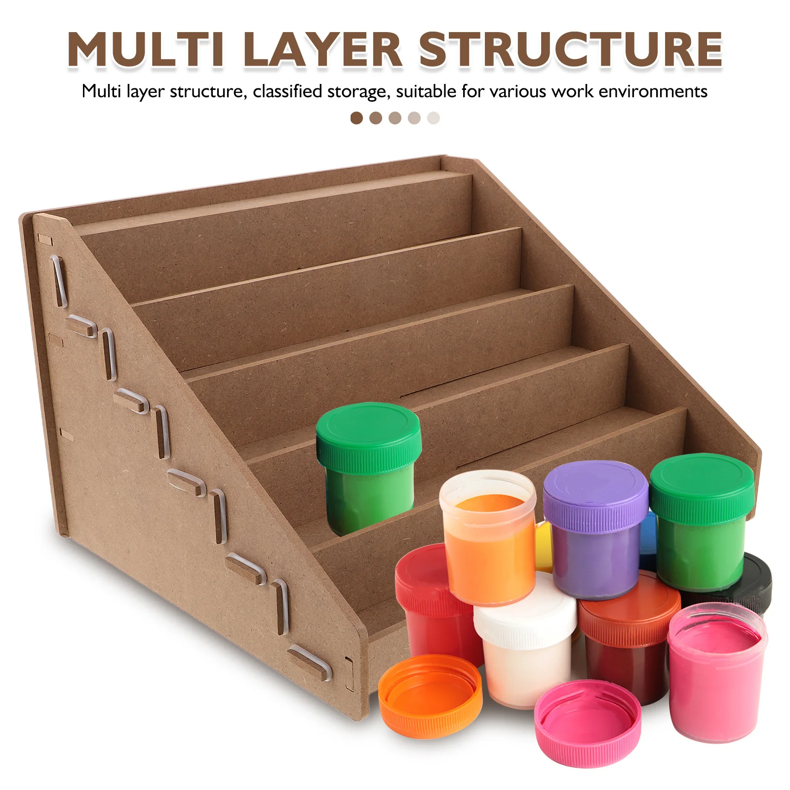 منظم الطلاء، حامل زجاجة الصباغ مكون من 5 طبقات، تصميم متعدد الوظائف، ورشة عمل فنية حرفية متينة #4