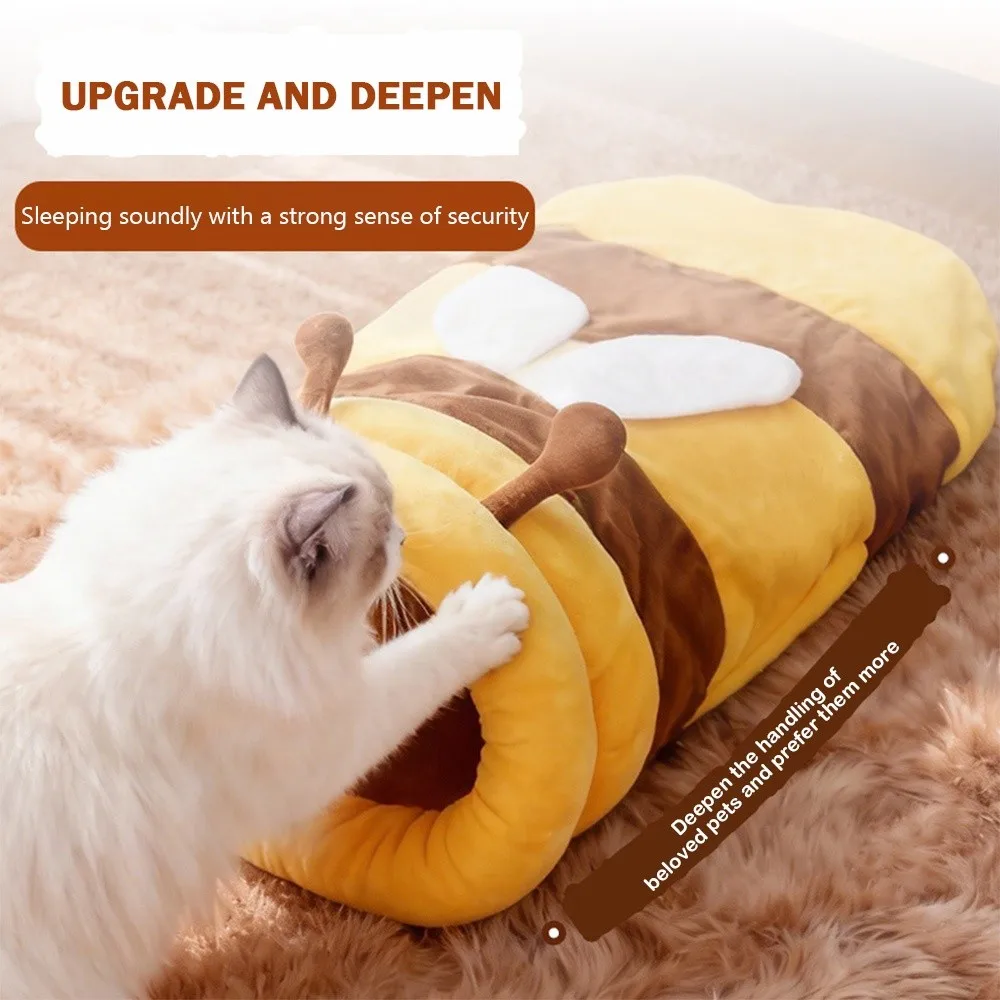 

New Honey Pot Cave Cat Sleeping Bag Cold-proof Thickened Warm Honey-filled Cat Bed Wrap-around Washable Pet Cat Bed
