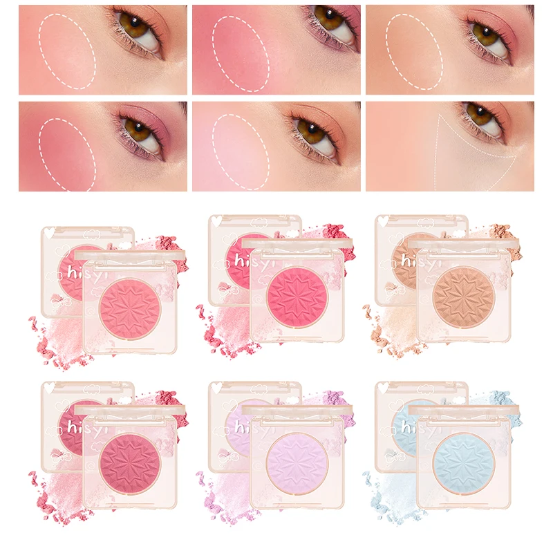 أحمر الخدود للوجه غير اللامع لون الخد الطبيعي سطع الوجه مقاوم للماء مستحضرات التجميل أحمر الخدود مسحوق لينة ماكياج الإناث 1 قطعة