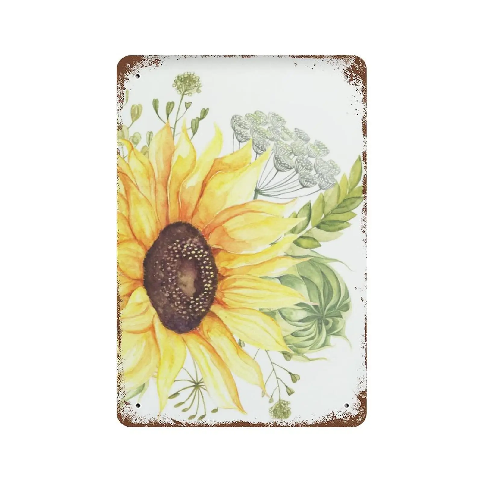 Habilboi Retro Tin Sign Metal Summer Sunflower Art Tin Sign Vintage Wall Decor Sunflower for Pub Restaurants Cafe Club Plaque Ma