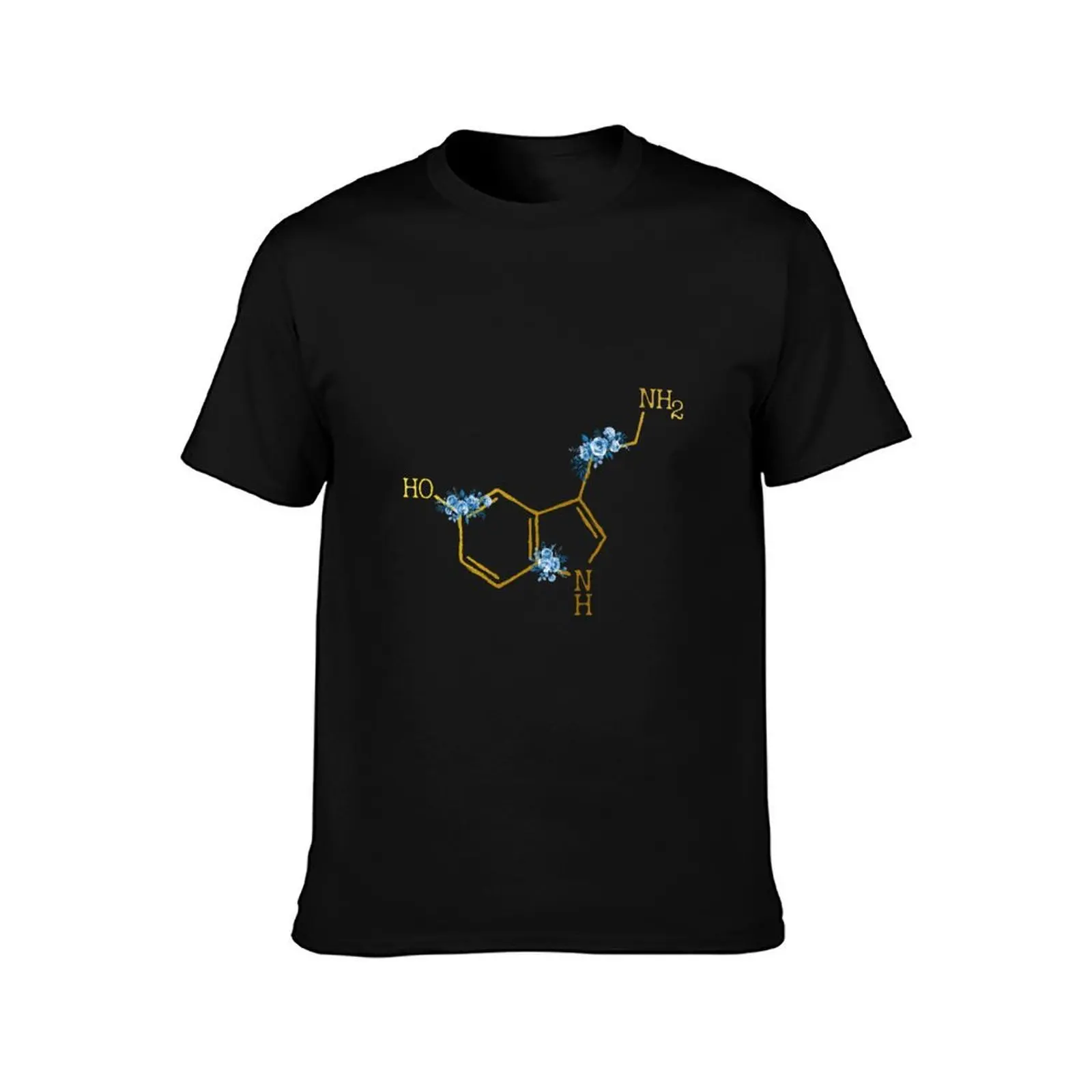 Serotonin Molecule T-Shirt, Summer Casual Cotton Tee, Oversized Streetwear Tops, Vintage Graphic Print, Loose Fit Short Sleeve