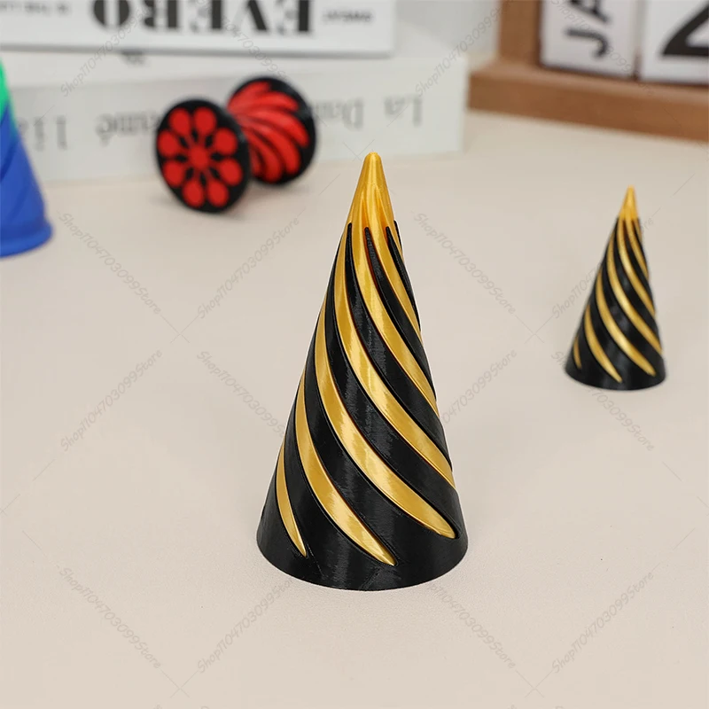 3D Printed Spiral Cone Toy Impossible Pyramid Passthrough Sculpture Mini Vortex Thread Illusion Tabletop Decoration Toys