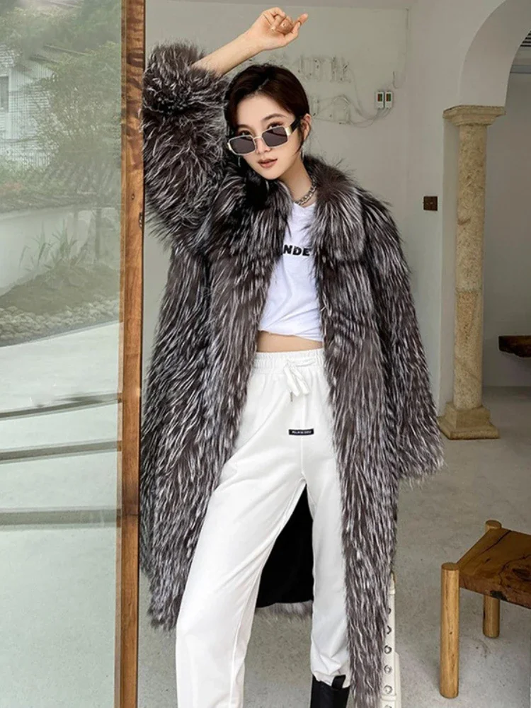 Vrouwen Faux Vos Bontjas Winter Dikke Pluizige Lange Mouw Warme Bovenkleding Luxe Bont Lange Jas Elegante Mujer Bontjas Shaggy Jassen