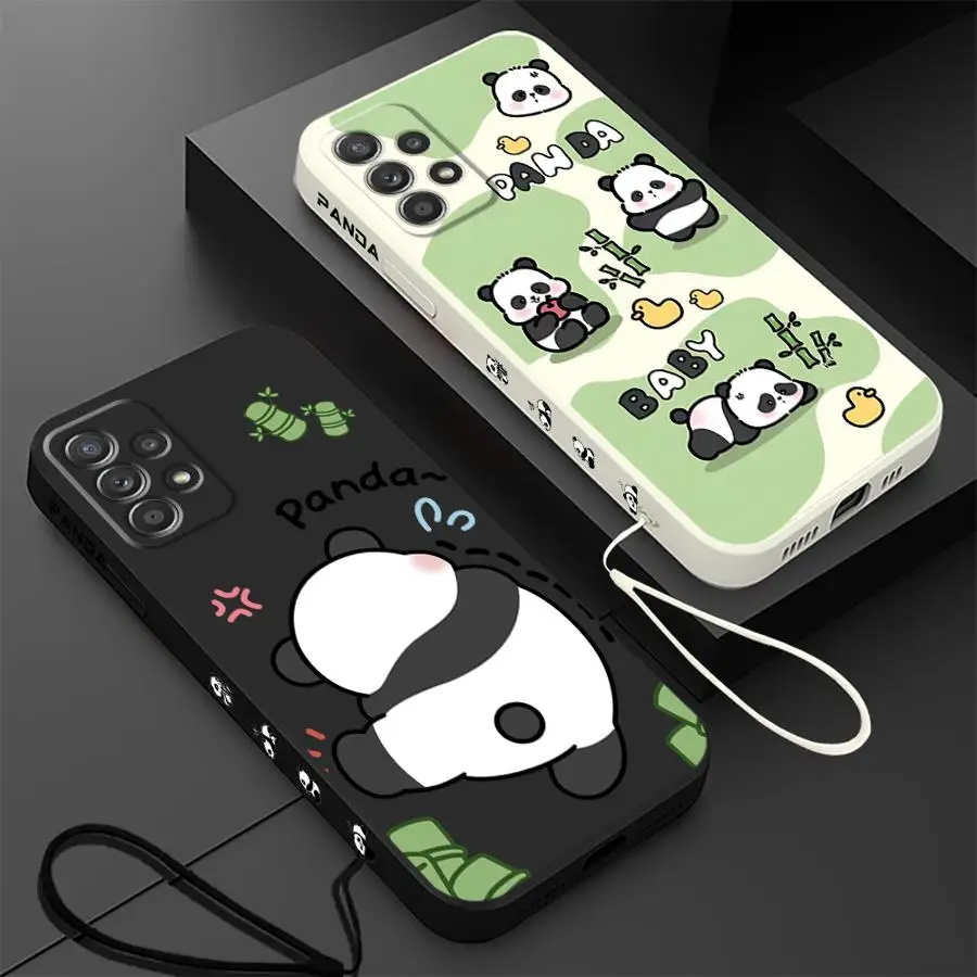 Cute Panda Phone Case Samsung Galaxy A42 A52s A53 A11 A12 A13 A21s A22 A23 A24 A25 A32 A33 A34 A54 4G 5G Capa Silicone Cover