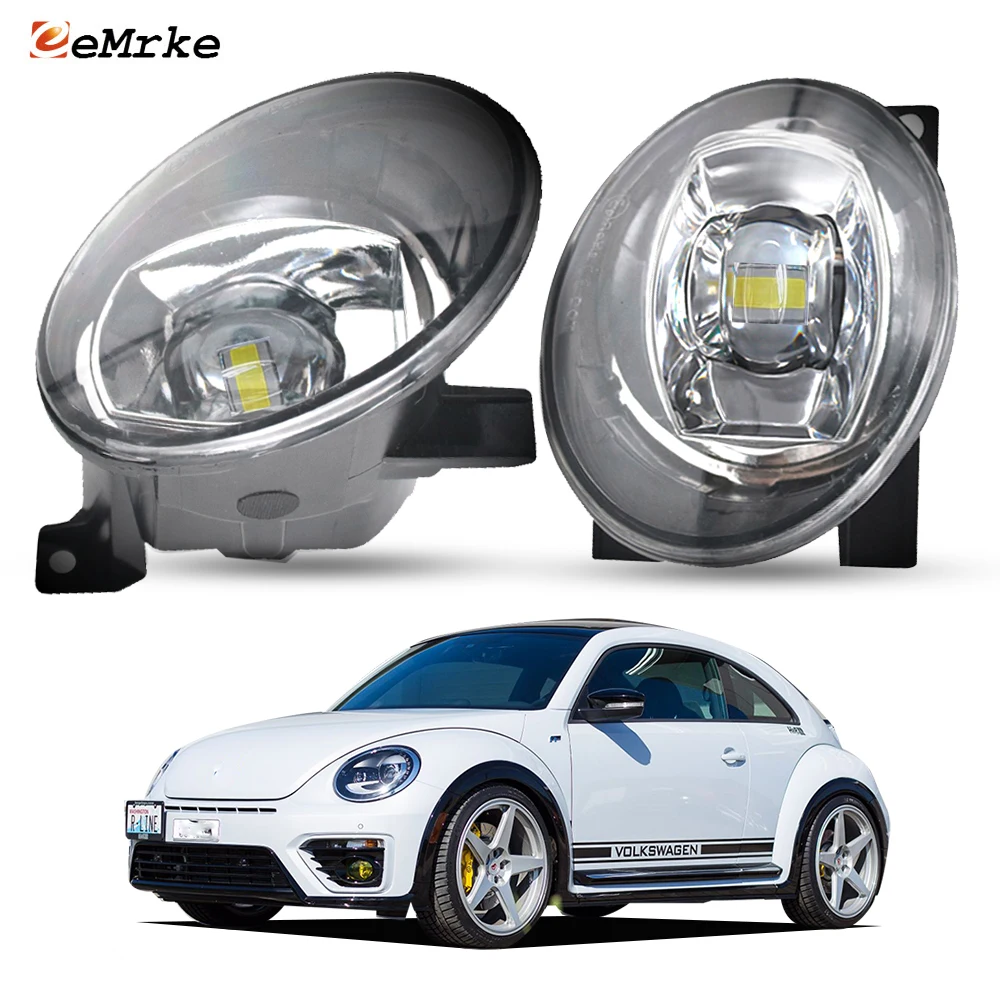 Upgrade Led Fog Lights for Volkswagen Beetle R-Line GSR 2014-2018 2 Pieces with Lens DRL Daytime Running Lamp Front Headlight