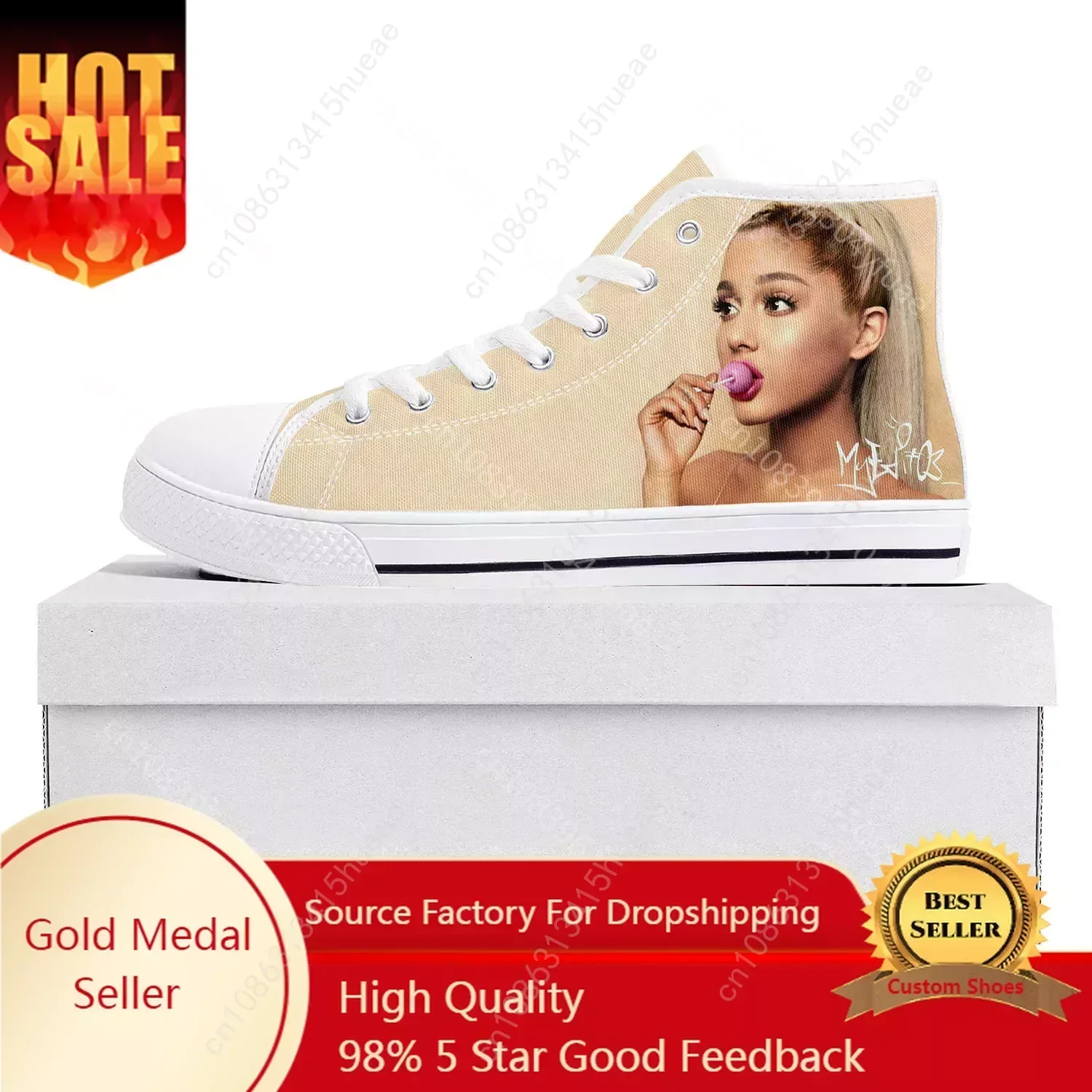 A-Arianas Singer Pop Yes, And High Top Sneakers Men Women Teenager G-Grandes High Quality Canvas Sneaker Couple Customized Shoes