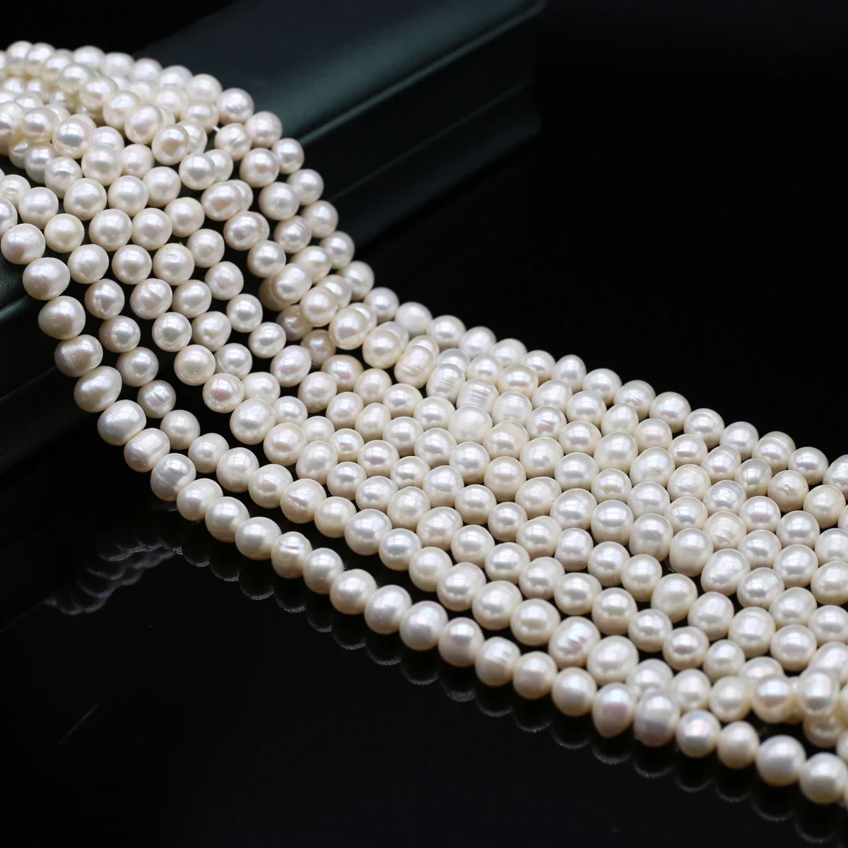 7-8mm Round Beads Natural Freshwater Genuine Pearl Jewelry Making DIY Bridal Dress Decoration Necklace Bracelet Accessories Gift