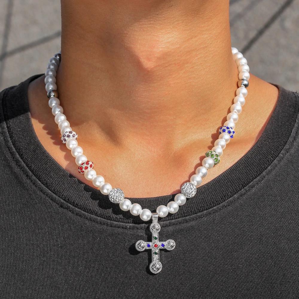 스팀펑크 컬러풀 크리스탈 십자가 예수 펜던트 초커 목걸 - Pearl Choker Necklace Vintage 리뷰 및 가격