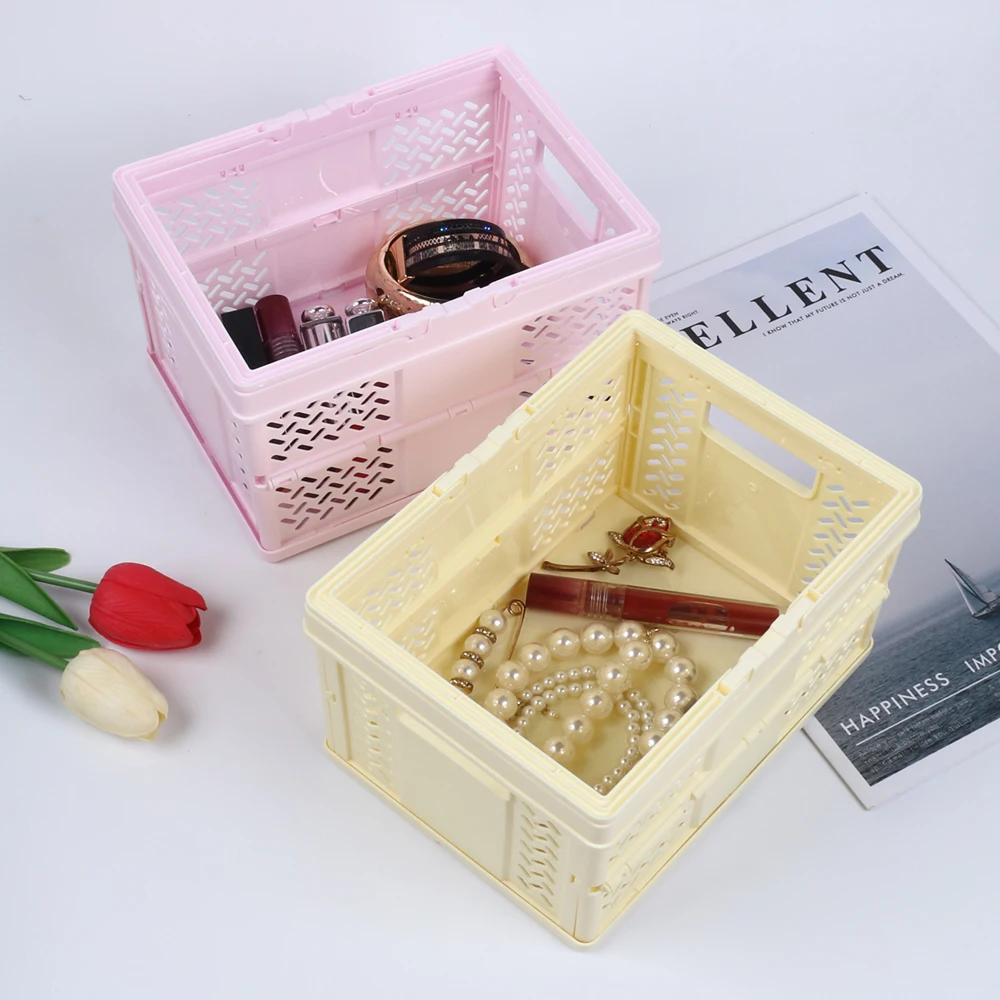 Multifunctional Foldable Storage Basket with Handle Plastic 