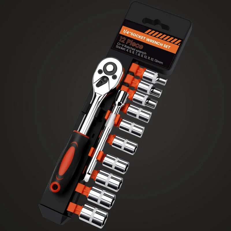  Socket Wrench, 12 Piece Set of Multifunctional Tools, Ratchet Quick Maintenance Car Set, Ratchet Quick Wrench Combination 