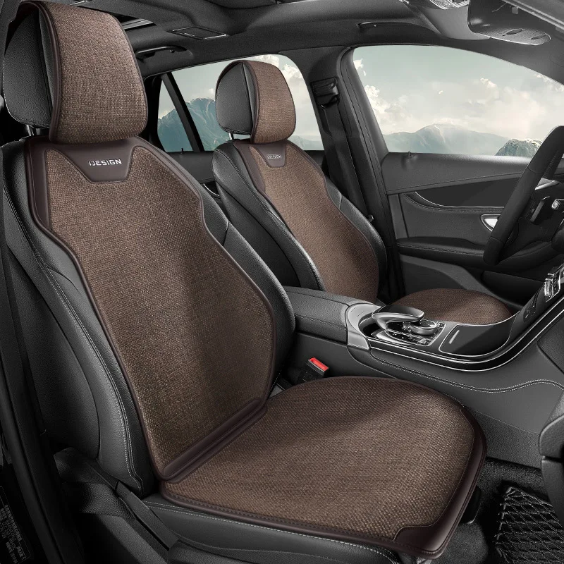 Universal Linen Car Seat Cover Four Season Flax Comfortable Breathable Anti-Slip Car Covers Cushion SUV Sedan Seat Protection
