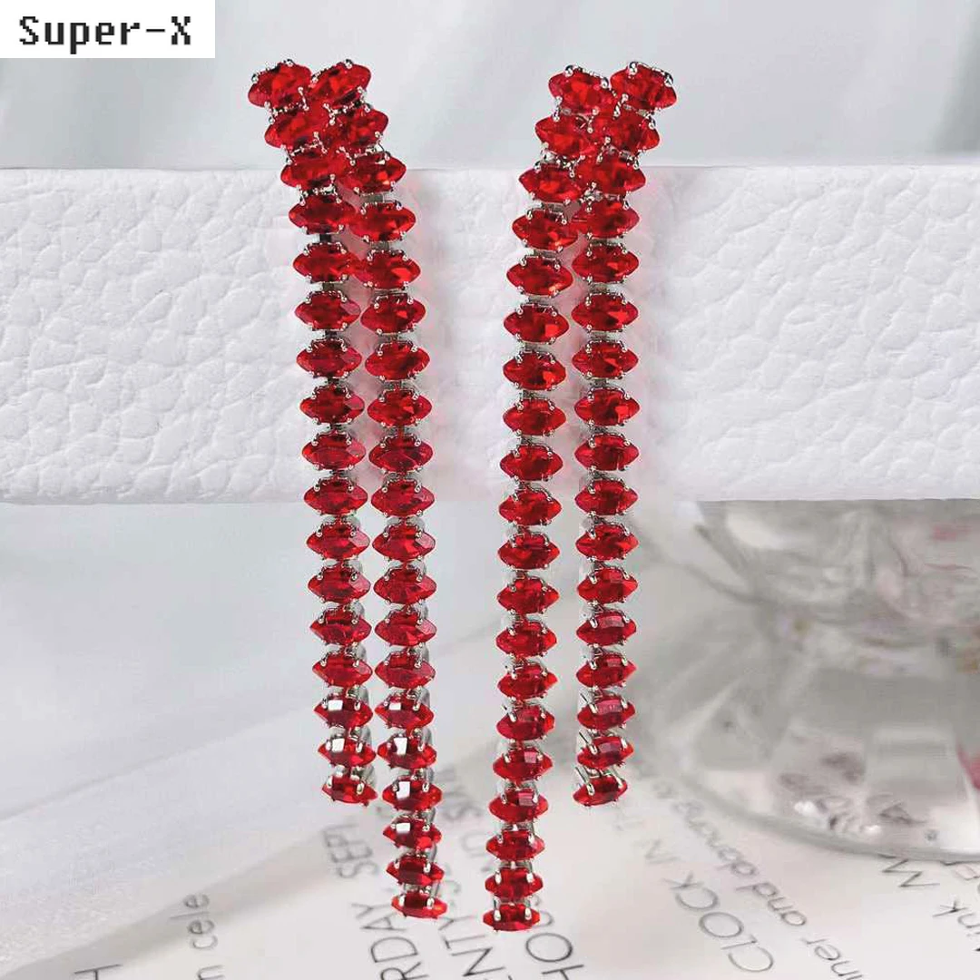 

Red Green Long Tassel Earrings for Women Small Drop Pendant Earrings Dinner Party Jewelry Female Gift