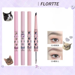 FLORTTE 2-in-1 Dual Head Eyebrow Pencil Eyebrow Tinting Cream Long Lasting Waterproof Beginner Makeup Cosmetics