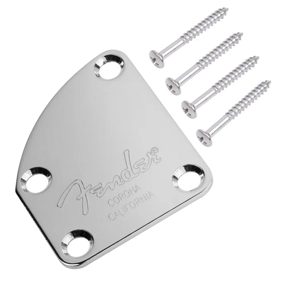 Metal plated Electric Guitar Neck Plate Chrome Cutaway Semi Guitar neck joint plates Curved Round Neck Joint Back Mounting Plate