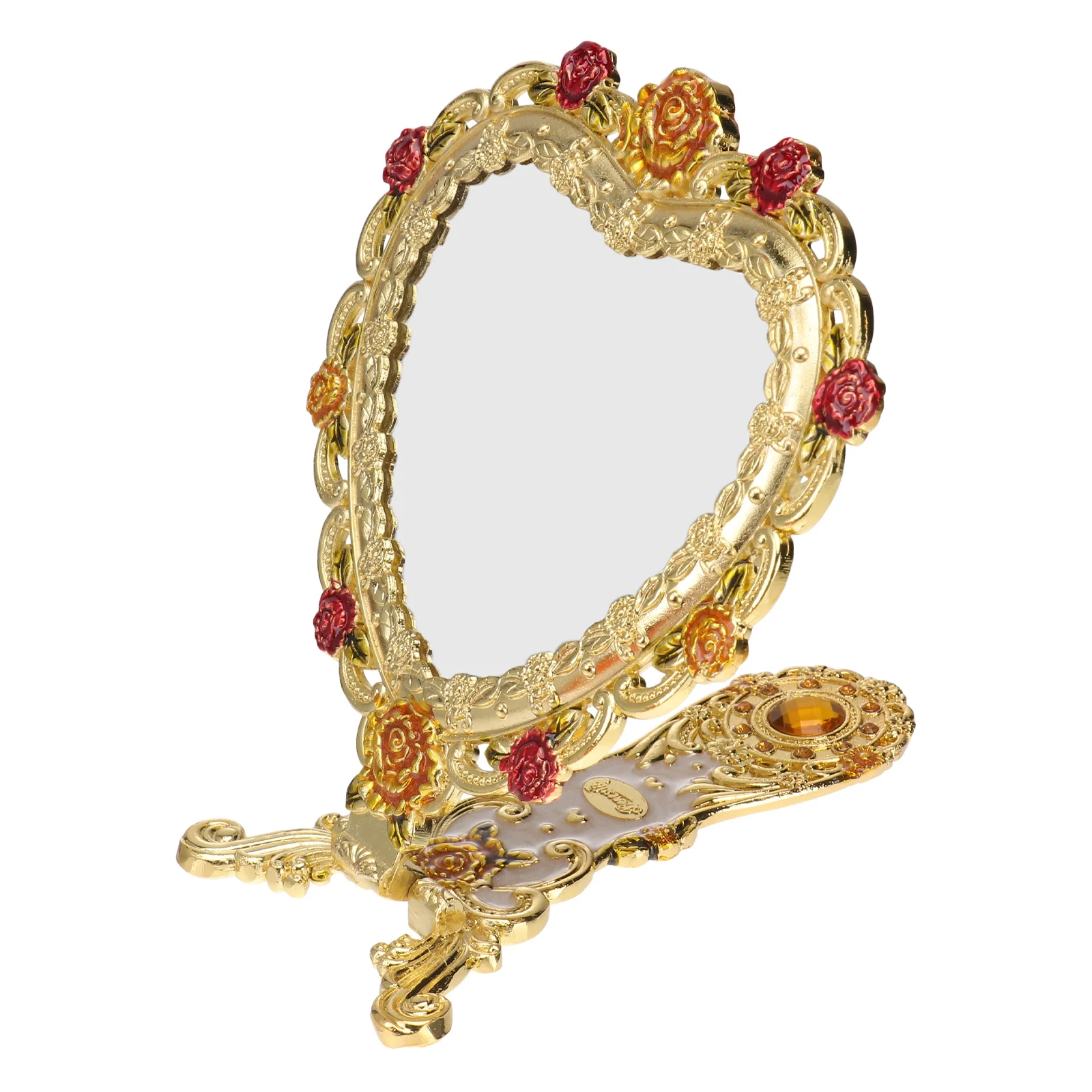 1 stks Europese stijl hart make-up spiegel vintage handheld delicate spiegel meisje schoonheid tool make-up tool