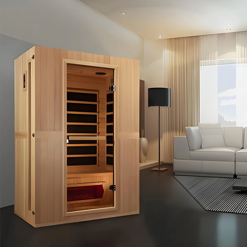 Far Infrared Sauna Room, 6-Person Solid Wood Red Cedar Sauna House, Large Traditional Wooden Sauna Cabin for Home Spa
