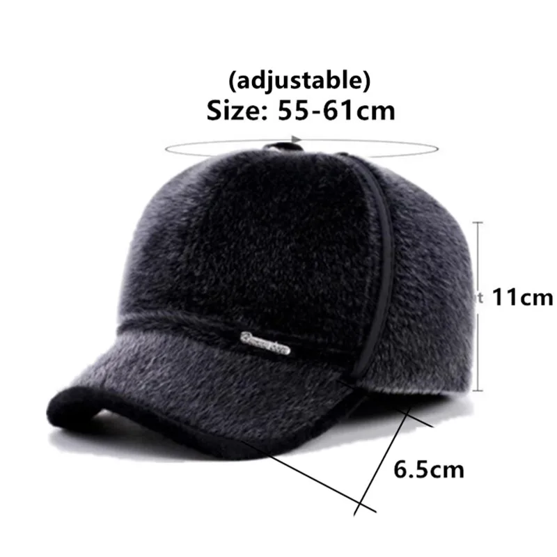 Winter New Warm Velvet Thickening Baseball Caps For Men Cold Proof Earmuff Hat Male Bone Trucker Hats Snapback Cap Free Shipping