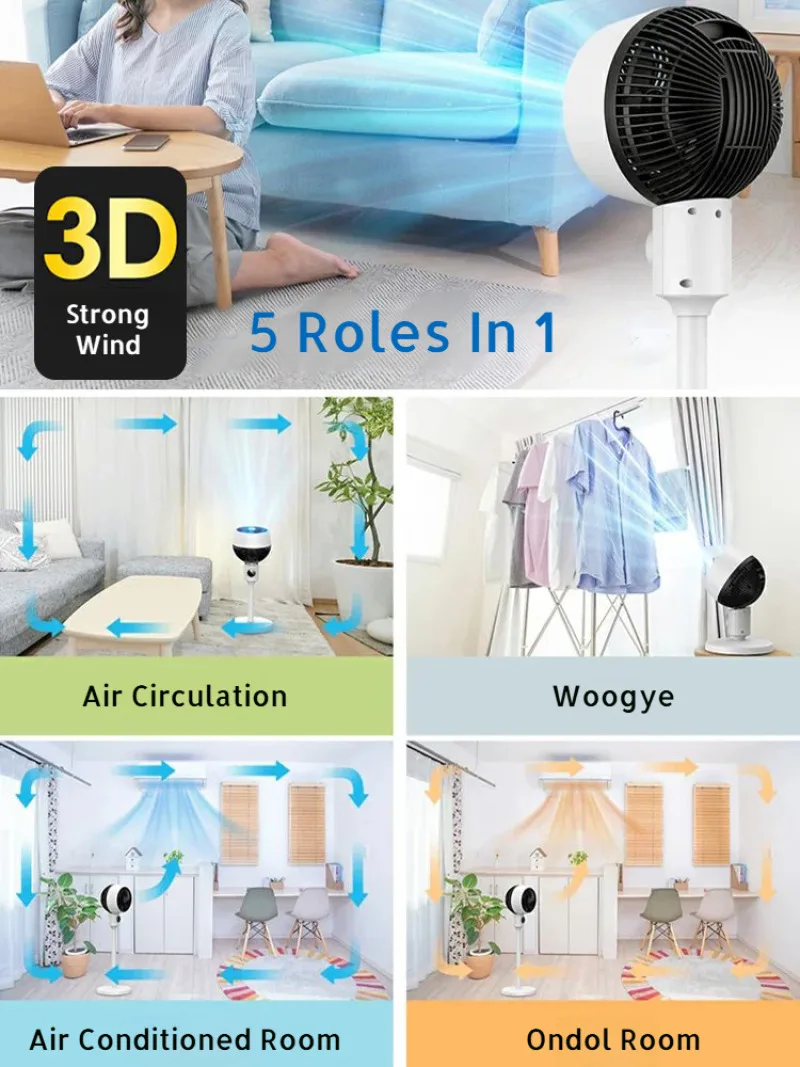 Ultra-Quiet Floor-Standing Fan Energy-Saving Air Circulation Fan 3 Speed Turbo Silent Stand Fan Adjustable Floor Fan Home Office image 5